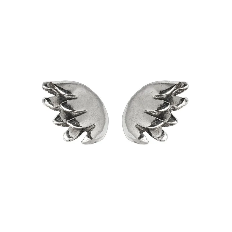 Pearl - Set Minimalist Stud Earrings in White for a Classic and Elegant AppearanceSilver Tiny Wing Earrings