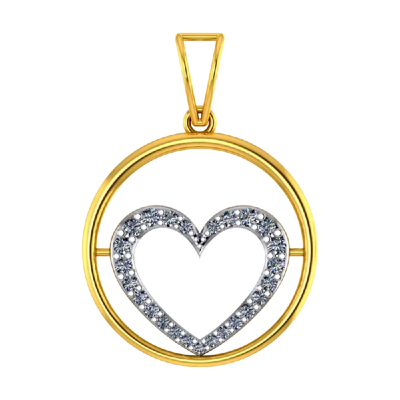 Cathedral - Style Women's Diamond Rings with a Raised Center Setting and Elaborate MetalworkBeautiful 14k Gold Circular Pendant With A Heart Shape Design In It