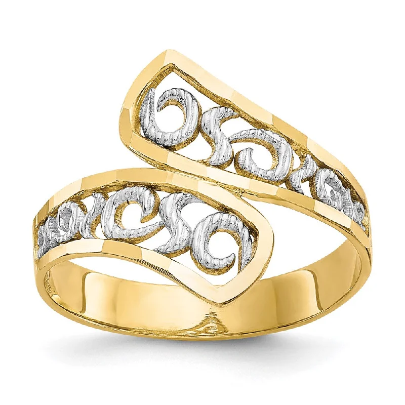 Magnetic Fashion Rings in Stainless Steel with a Modern, Interlocking Design10k Yellow Gold and Rhodium Filigree Ring