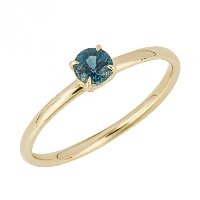 Geometric - Shaped Fashion Rings in Titanium with Iridescent InlaysRound Teal Sapphire 9ct Yellow Gold Ring GR625L