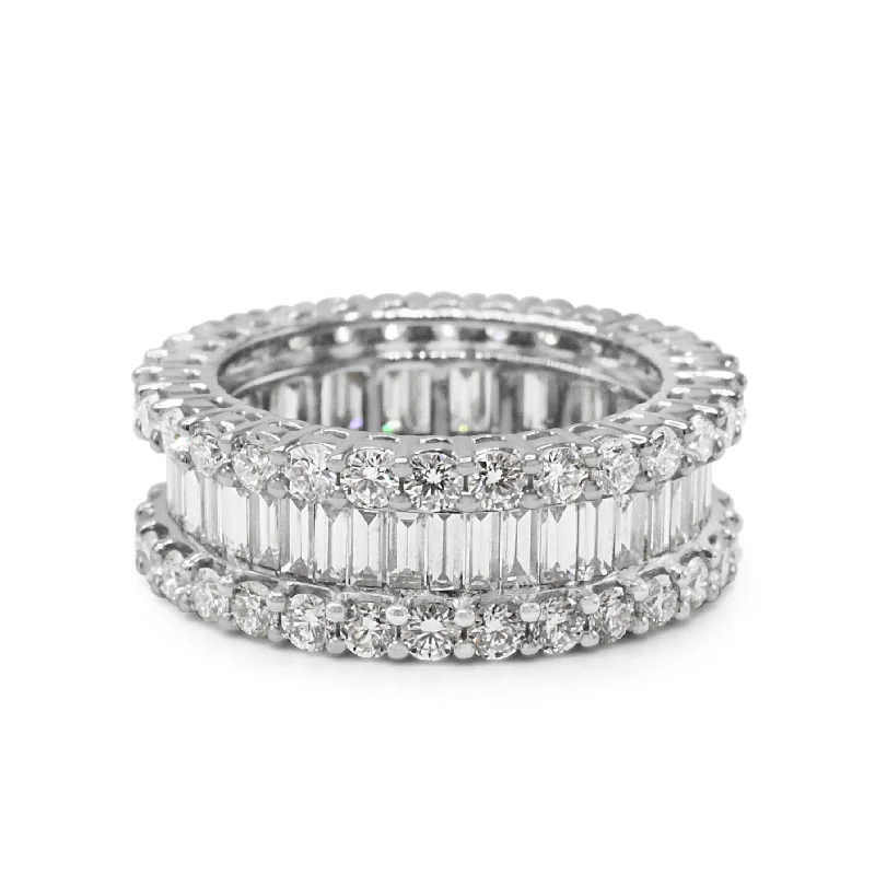 Marquise - Cut Women's Diamond Rings in Palladium for a Unique and Elongated ShapeBaguette & Brilliant Cut Diamond Fancy Eternity Band Ring 18ct Gold