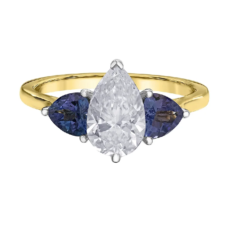 Women's Solitaire Diamond Rings with Round - Cut Diamonds and Platinum Settings for an Elegant EngagementCanadian Pear-Shaped Diamond and Tanzanite Ring