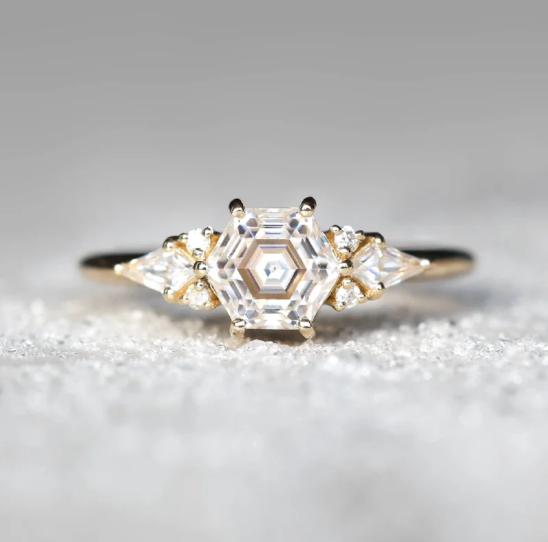 Marquise - Cut Women's Diamond Rings in Palladium for a Unique and Elongated ShapeHarmony hexagon diamond engagement ring