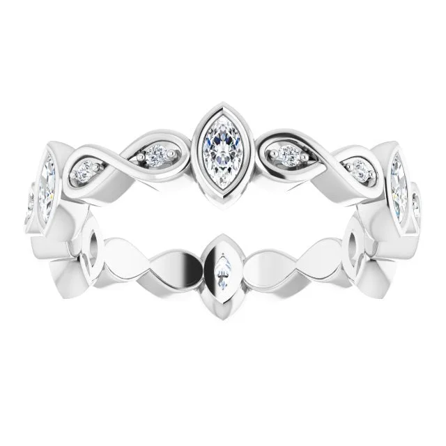 Women's Diamond Rings with Opal Inlays and Diamond Accents for a Mysterious and Iridescent Look0.70 ct. Bezel Set Marquise & Round Diamond Infinity Design Eternity Band