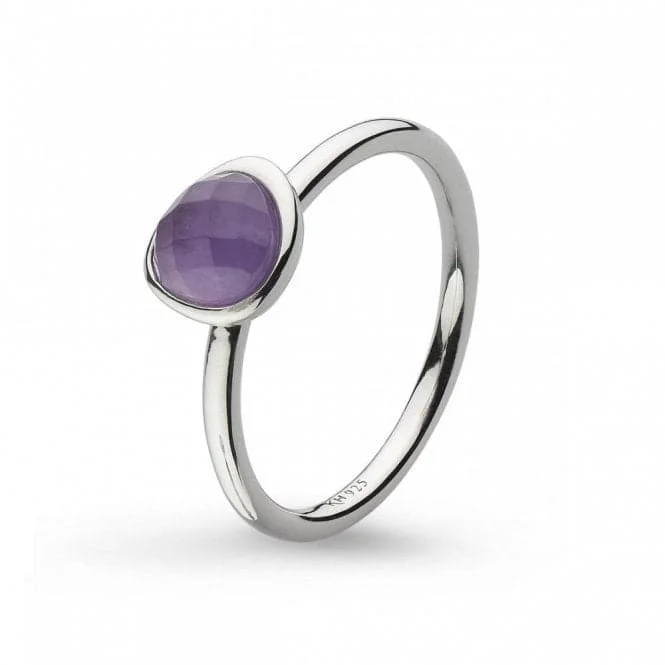 Minimalist Fashion Rings in Stainless Steel with a Single Solitaire CrystalKit Heath Coast Pebble Amethyst Mini Ring 11842AM027