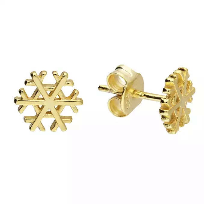 Matte - Finish Titanium Hexagon Stud Earrings for a Sleek and Contemporary Style14ct Gold Plated Sterling Silver Snowflake Stud Earrings