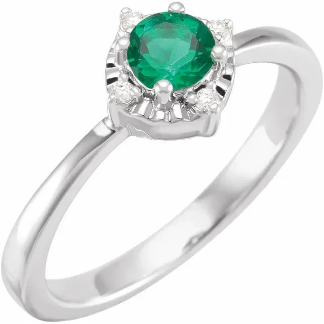 Oval - cut sapphire and diamond engagement ring in 18K white goldLab Created Emerald Ring with Diamonds