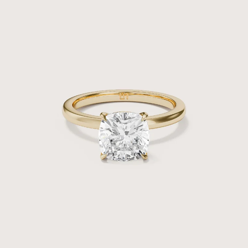 Asscher - cut diamond engagement ring with a pavé - set eternity band in platinumAllegra Cushion Solitaire