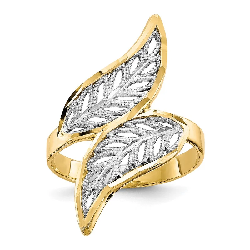 Fashion Rings with Initial Charms in Silver - Plated Metal for a Custom Accessory10k Yellow Gold w/Rhodium Diamond-Cut Filigree Ring