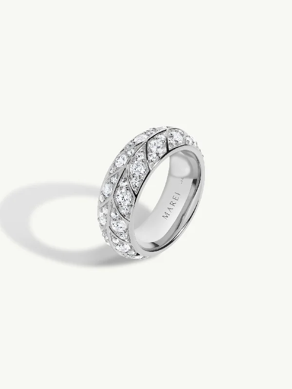 Halo diamond engagement ring in 18K white gold with a center oval - cut stonePalmyra Eternity Band With Brilliant White Diamond In Platinum, 8mm