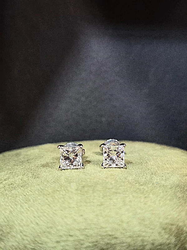 Vintage - Inspired Filigree - Worked Stud Earrings in Gold - Tone for an Antique AestheticPlatinum 2.06ct Solitaire Lab Grown Diamond Stud Earrings