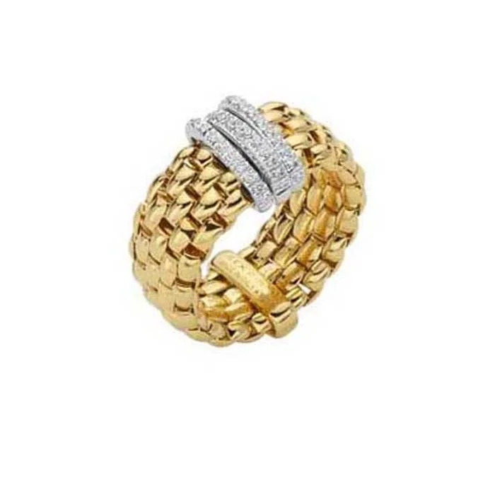 Chunky Fashion Rings in Copper with Geometric Patterns for a Bold AccessoryFOPE Panorama Collection Flex'it Ring with Diamonds in 18K Yellow and White Gold