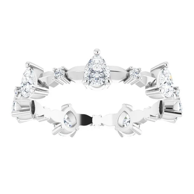 Marquise - Cut Women's Diamond Rings in Palladium for a Unique and Elongated Shape1.54 ct. Pear Diamond Eternity Band Stackable Ring