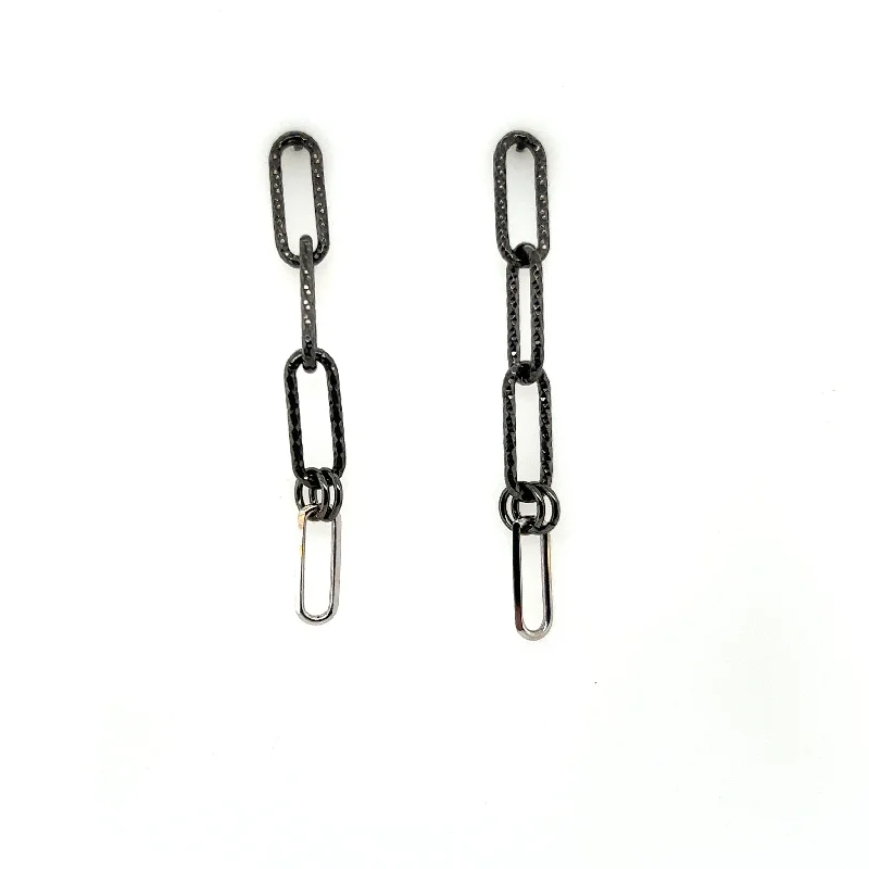 Hypoallergenic Sterling Silver Star - Studded Stud Earrings for Sensitive EarsBlack Rhodium Paperclip Chain Drop Earrings