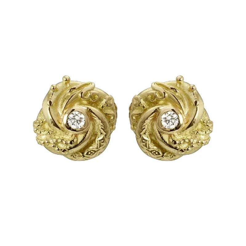 Rhinestone - Embellished Crown - Shaped Stud Earrings for a Princess - Inspired LookTiny Loveknot Gold & Diamond Earrings