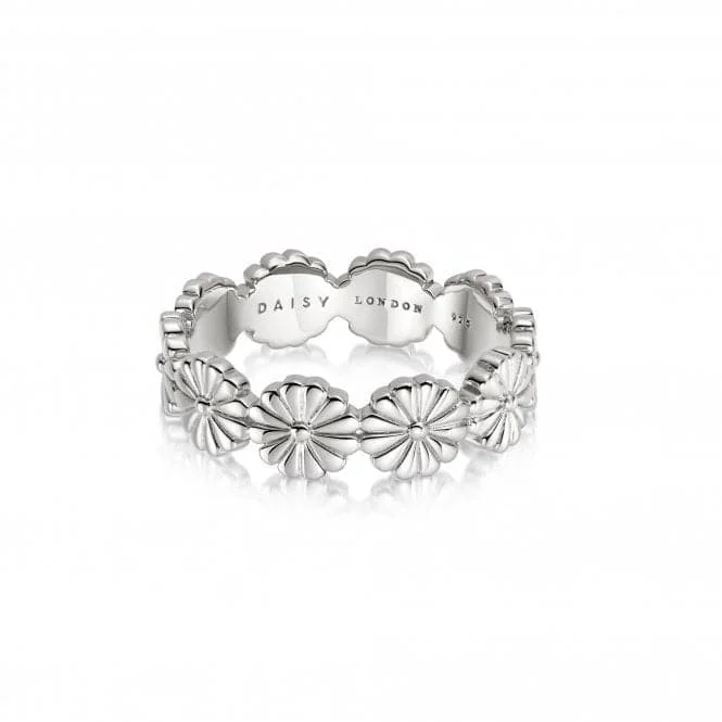 Fashion Rings with Initial Charms in Silver - Plated Metal for a Custom AccessoryDaisy Crown Band 925 Sterling Silver Ring DR02_SLV