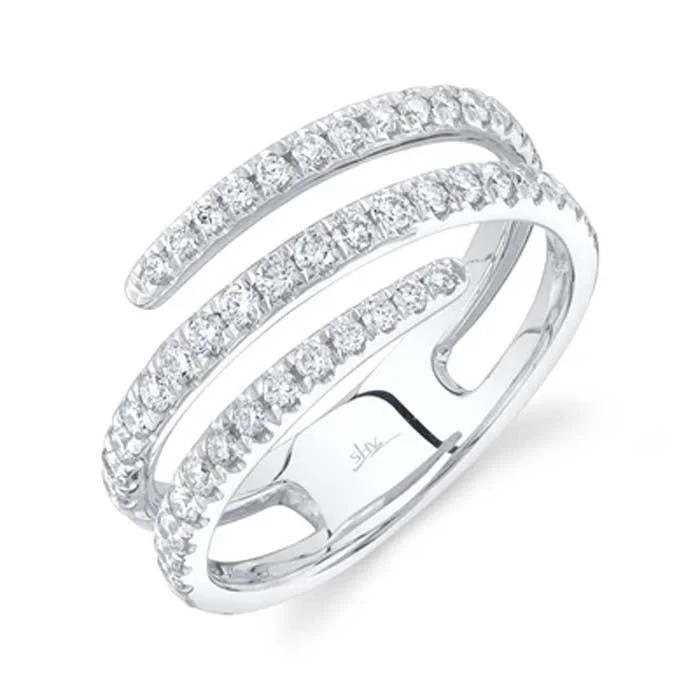 Fashion Rings with Initial Charms in Silver - Plated Metal for a Custom AccessoryShy Creation "Kate Collection" .61CTW Diamond Ring in 14K White Gold