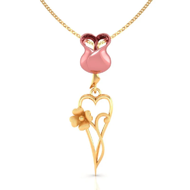 Heart - Shaped Women's Diamond Rings in Rose Gold for a Romantic and Symbolic Gift14 K  Pink Yellow And Elongated Heart Flower Pendant