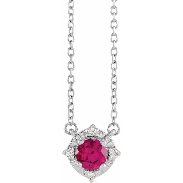 Solitaire diamond engagement ring with a platinum setting for a classic and elegant lookLab Created Ruby Necklace with Diamond Halo