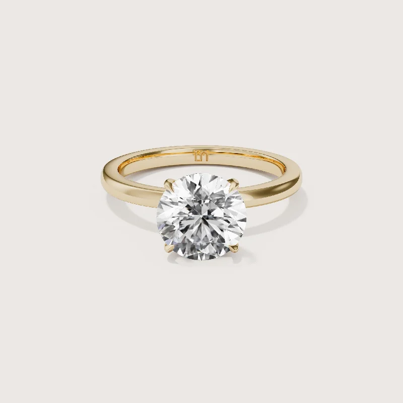 Asscher - cut diamond engagement ring with a pavé - set eternity band in platinumAllegra Round Solitaire