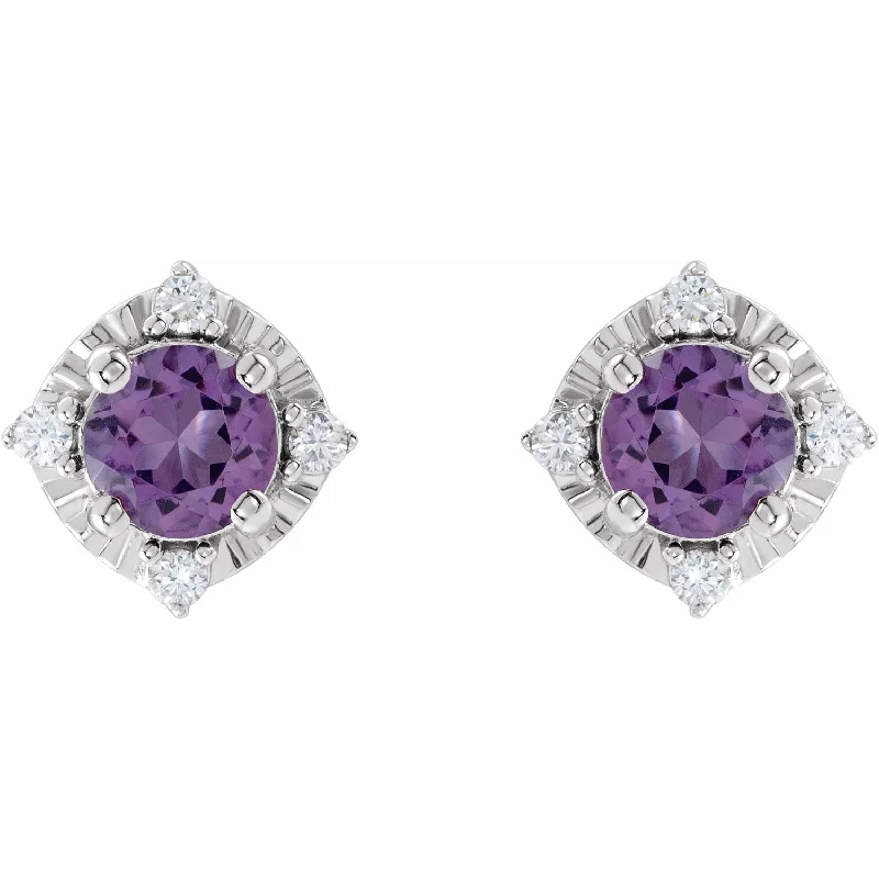 Asscher - cut diamond engagement ring with a pavé - set eternity band in platinumAmethyst Earrings with Diamonds