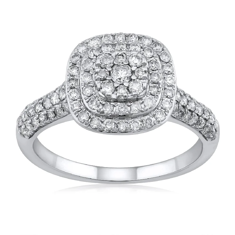 Cluster - Style Women's Diamond Rings with Multiple Small Diamonds Arranged in a Stunning Pattern18K WG Engagement Diamond Ring-1pc