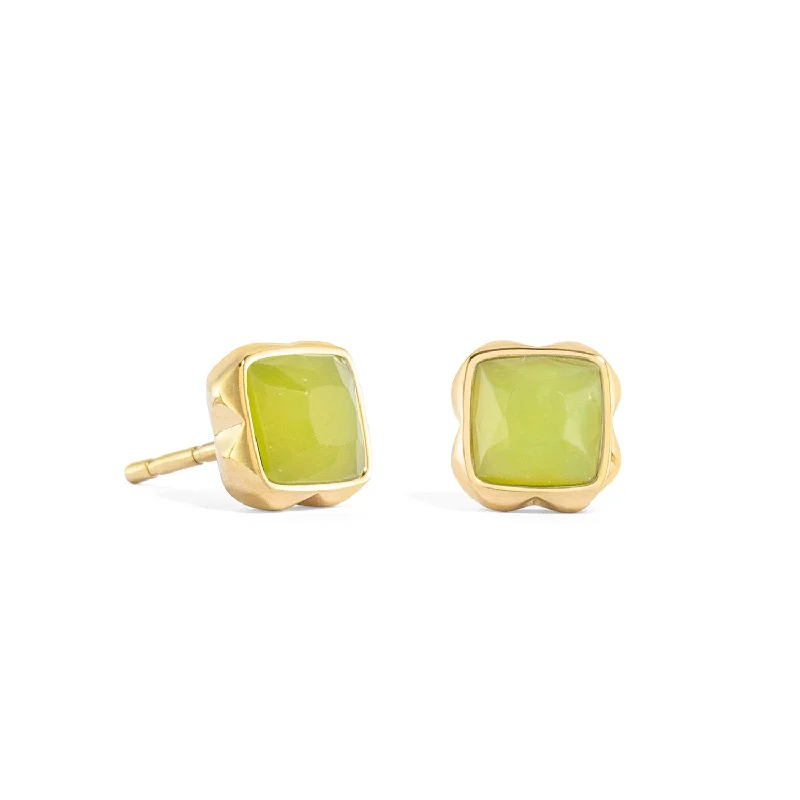 Adjustable - Back Crystal Stud Earrings in Clear for a Sparkling and Versatile PieceCoeur De Lion Gold August Birthstone Green Jade Earrings