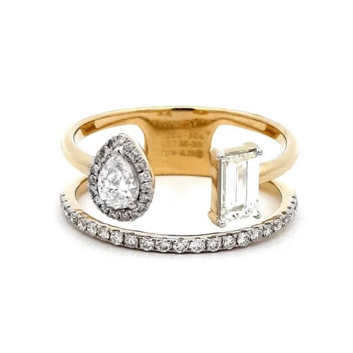 LED - Lit Fashion Rings in Plastic with Color - Changing Effects for a Futuristic LookMountz Collection .768CTW Mixed Cut Double Band Diamond Ring in 14K Yellow Gold