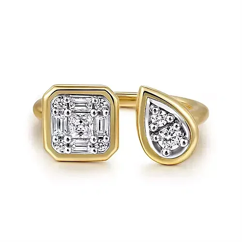 Fashion Rings with Zodiac Symbols in Gold - Filled Metal for a Personalized TouchGabriel & Co Yellow Open Diamond Cluster Ring