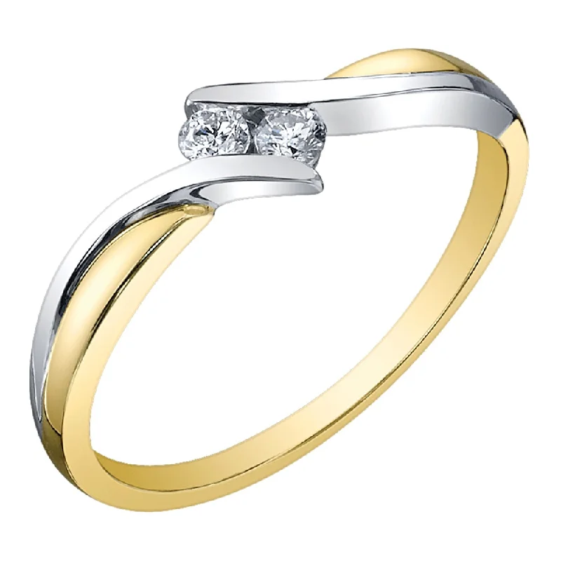 Signature - Design Women's Diamond Rings with a Brand - Specific Pattern and High - Quality DiamondsBypass Diamond Ring in Two-Tone Gold