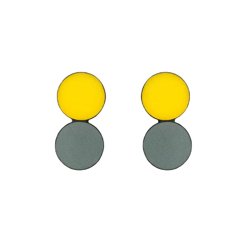 Adjustable - Back Crystal Stud Earrings in Clear for a Sparkling and Versatile PieceYellow and Grey Stud Earrings