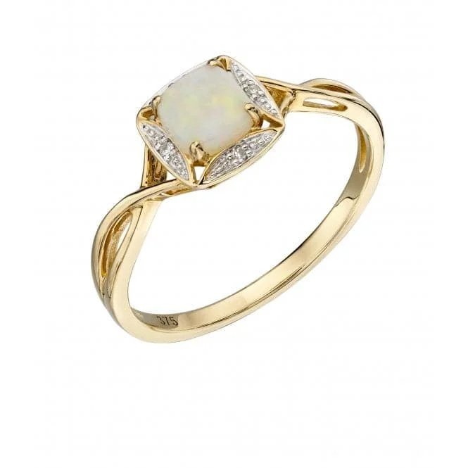 Minimalist Fashion Rings in Stainless Steel with a Single Solitaire Crystal9ct Yellow Gold Opal & Diamond Ring GR569W