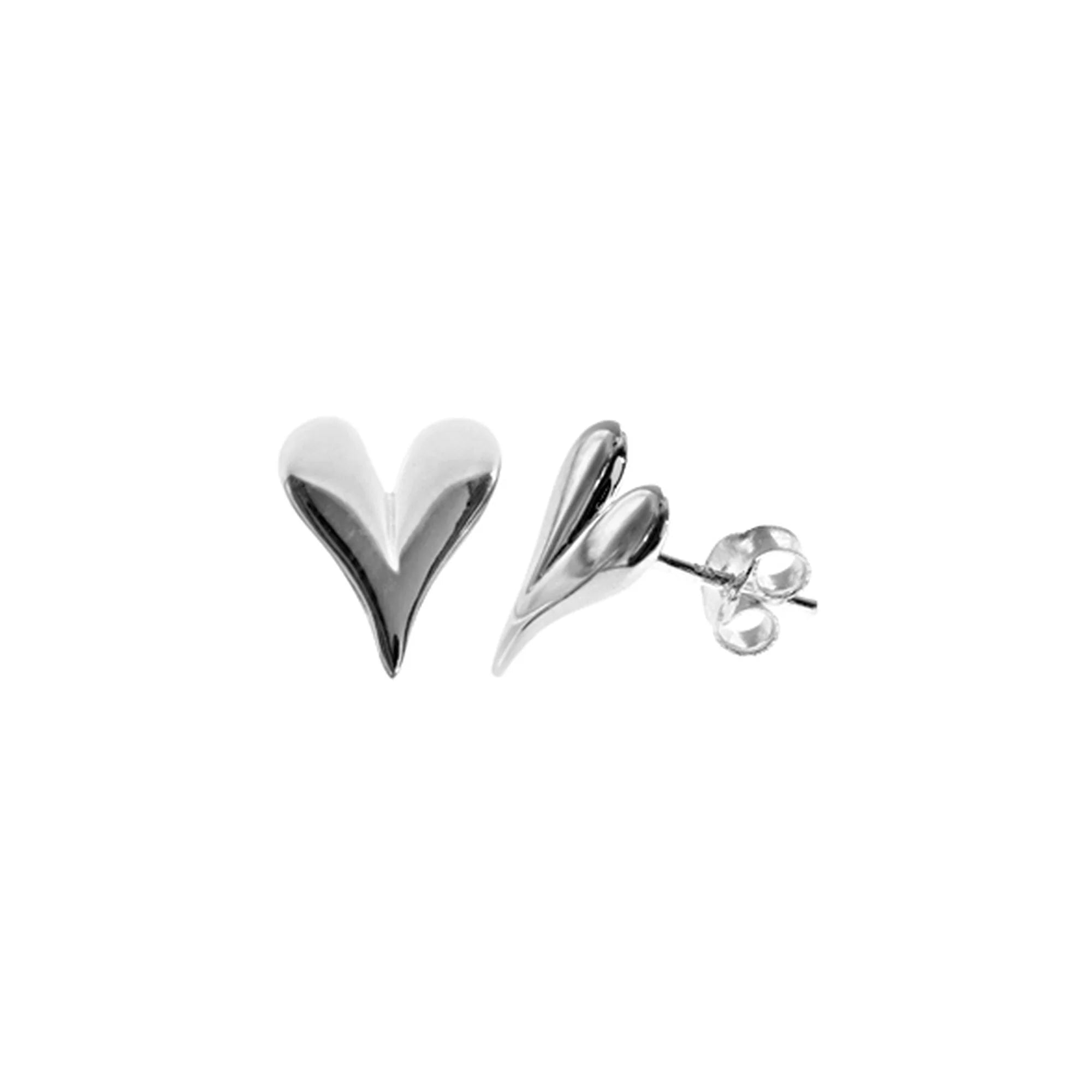 Adjustable - Back Crystal Stud Earrings in Clear for a Sparkling and Versatile PieceSterling Silver Elongated Heart Stud Earrings