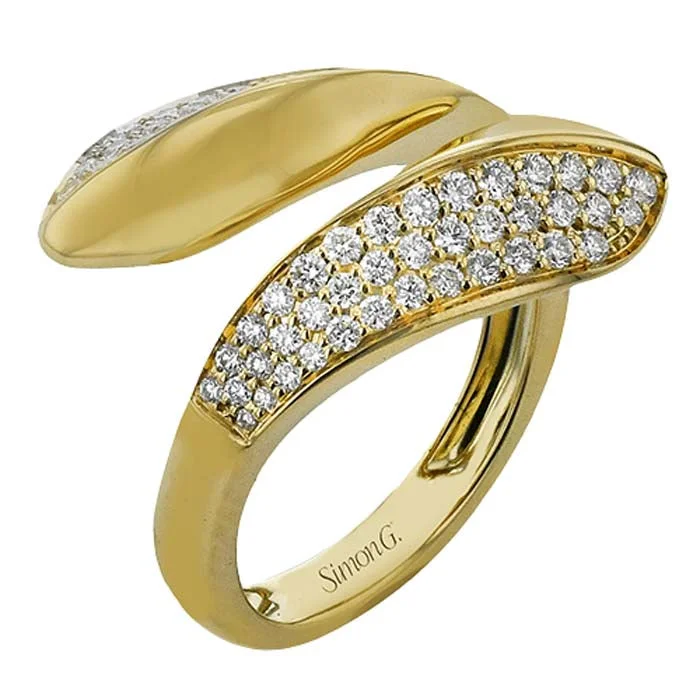 Fashion Rings with Initial Charms in Silver - Plated Metal for a Custom AccessorySimon G. Diamond Bypass Ring in 18K Yellow Gold