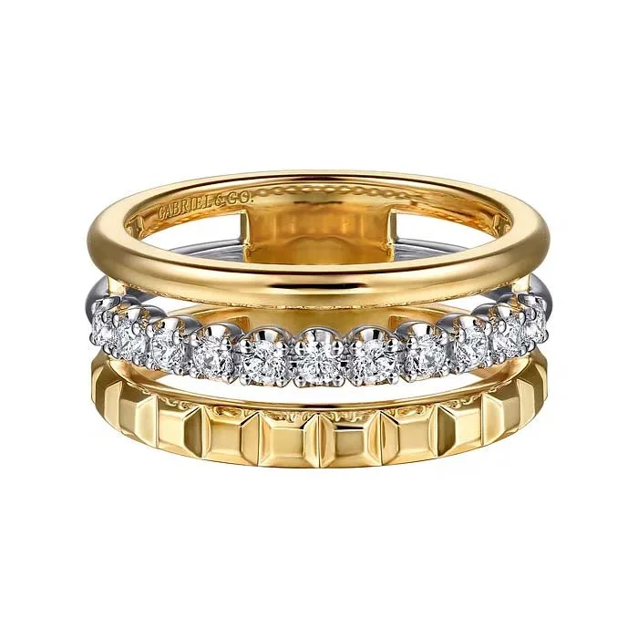 Vintage - Reproduction Fashion Rings in Bronze with Cameo - Style MedallionsGabriel & Co. Contemporary Diamond Easy Stack Ring in 14K Yellow and White Gold