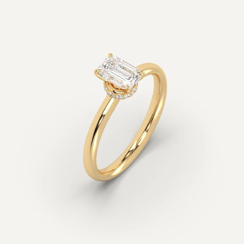 Men's Topaz Engagement Rings in 10K Gold with a Channel - Set Diamond Band1 carat Emerald Cut Diamond Ring