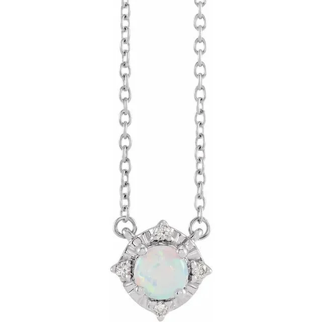 Princess - cut diamond engagement ring with a pavé - set band in platinumOpal Necklace with Diamond Halo