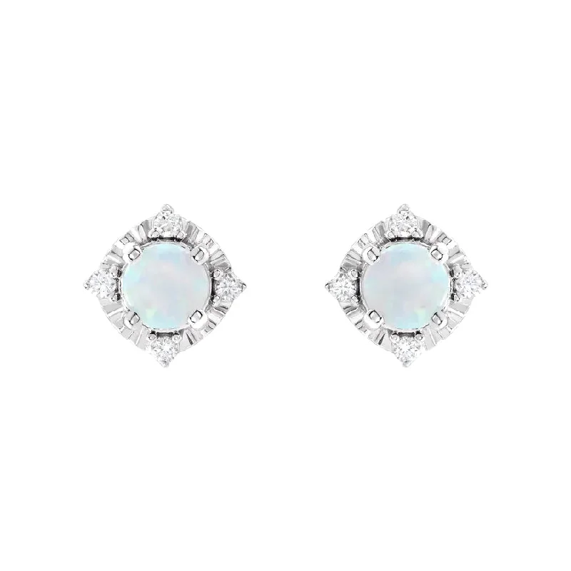 Cushion - cut diamond engagement ring with a halo of moissanite in a silver - plated bandLab Created Opal Earrings with Diamonds