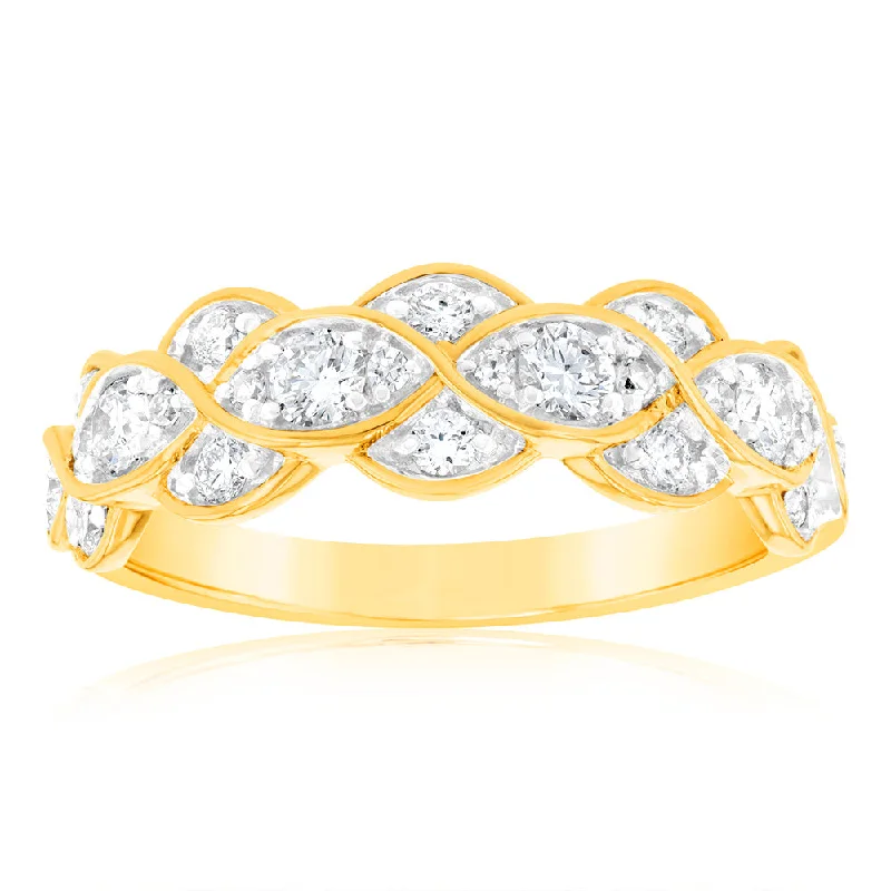 Marquise - Cut Women's Diamond Rings in Palladium for a Unique and Elongated ShapeLuminesce Lab Grown Diamond 1/2 Carat Infinity Dress Ring in 9ct Yellow Gold