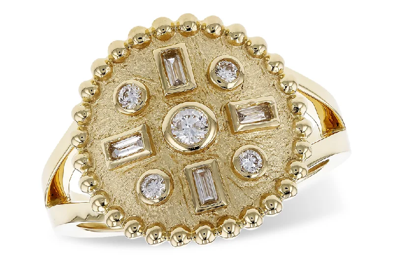 Statement - Making Fashion Rings in Gold - Plated Brass with Oversized Cubic Zirconia Stones14K Yellow Gold Diamond Circle Ring