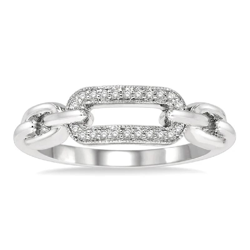 Open - Band Fashion Rings in Sterling Silver with Gemstone InlaysSterling Silver Paperclip Diamond Ring