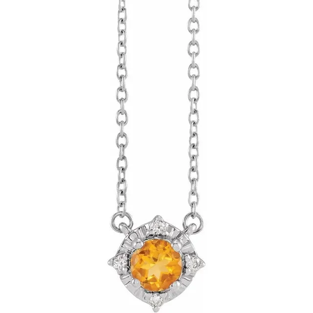 Solitaire diamond engagement ring with a platinum setting for a classic and elegant lookCitrine Necklace with Diamond Halo