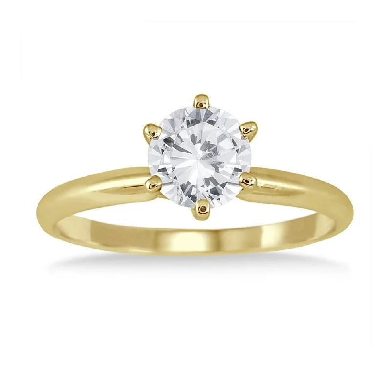 Cluster - Style Women's Diamond Rings with Multiple Small Diamonds Arranged in a Stunning PatternAGS Certified 3/4 Carat Round Diamond Solitaire Ring in 14K Yellow Gold (I-J Color, I2-I3 Clarity)