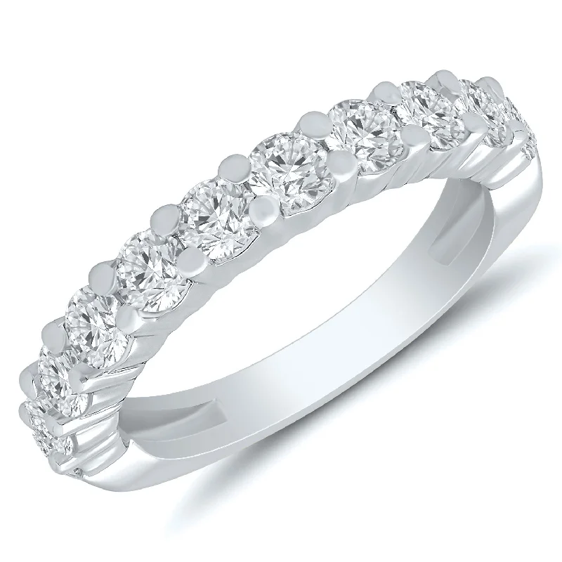 Princess - cut diamond engagement ring with a pavé - set band in platinumWhite gold diamond anniversary band, 1.0ctw