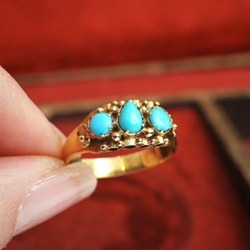 Gothic - Style Women's Rings with Black Onyx and Silver SkullsFine Antique Mid Victorian Persian Turquoise Ring