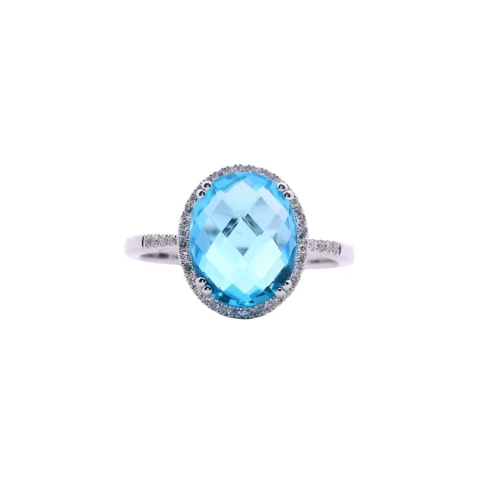 Magnetic Fashion Rings in Stainless Steel with a Modern, Interlocking DesignMountz Collection Blue Topaz and Diamond Ring in 14K White Gold