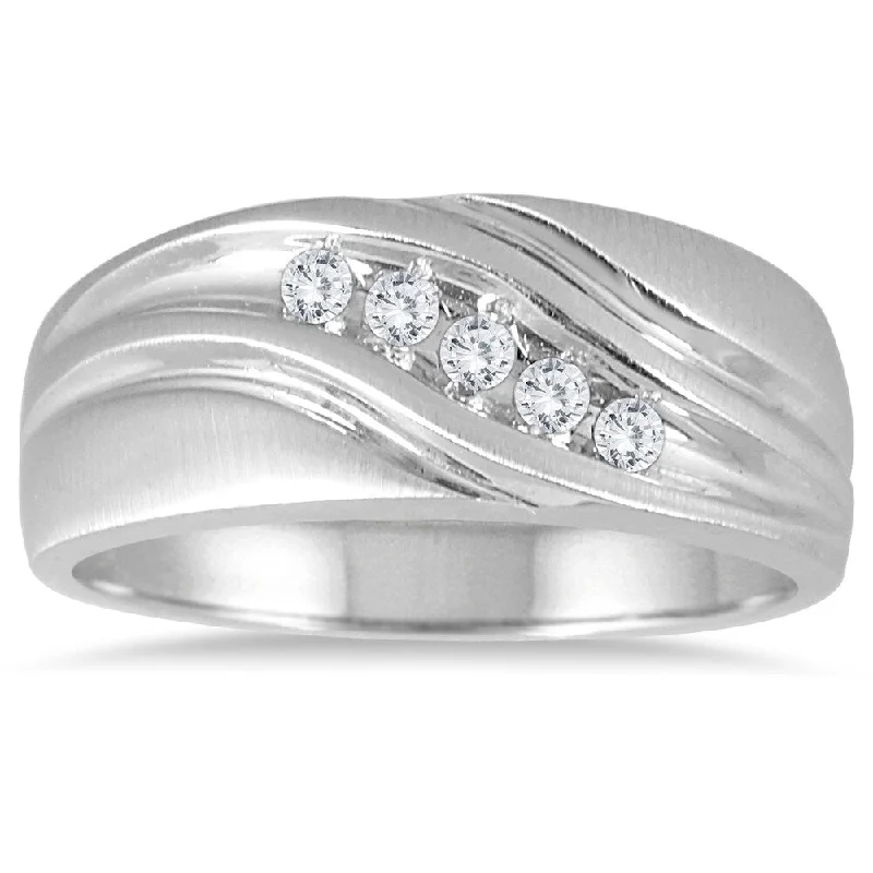 Signature - Design Women's Diamond Rings with a Brand - Specific Pattern and High - Quality Diamonds1/3 Carat TW Five Stone Diamond Men's Ring in 10K White Gold