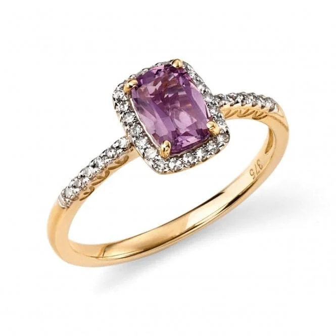 Minimalist Fashion Rings in Stainless Steel with a Single Solitaire CrystalElements 9ct Yellow Gold And Amethyst Cushion Ring GR281M