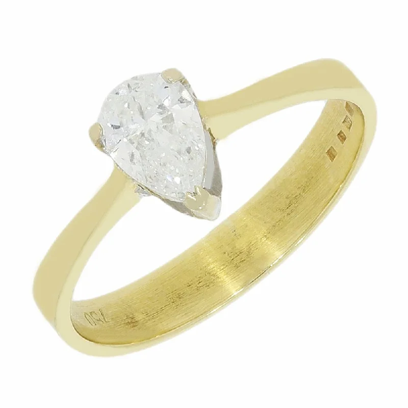 Art Deco - Inspired Women's Diamond Rings with Geometric Designs and Baguette - Cut DiamondsPre Owned 18ct Yellow Gold Pear Cut Diamond Solitaire Ring