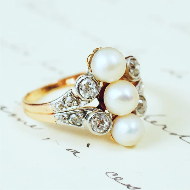 Women's Infinity Symbol Rings in Rose Gold for a Romantic TouchAntique Art Nouveau Certificated Natural Pearl & Diamond Ring